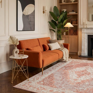 White Rounded Marble Top Side Table with Gold Brass Finish Intersecting Legs, Rabia