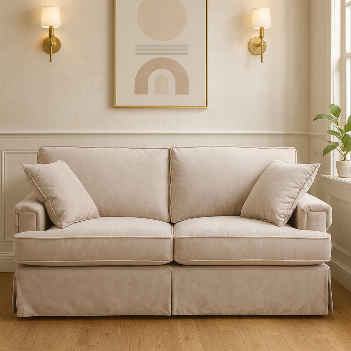 2 Seater Mink Velvet Sofa, Ralph