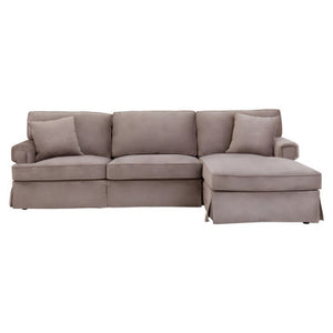 Ralph Three Seat Mink Velvet Right Chaise Sofa