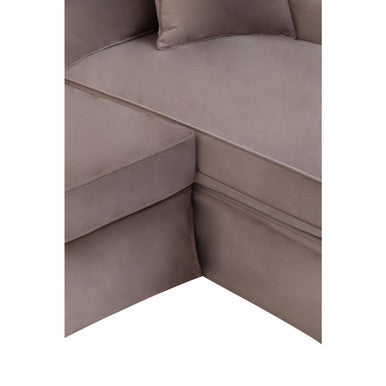 3 Seater Mink Velvet Right Chaise Sofa, Ralph - Image 9