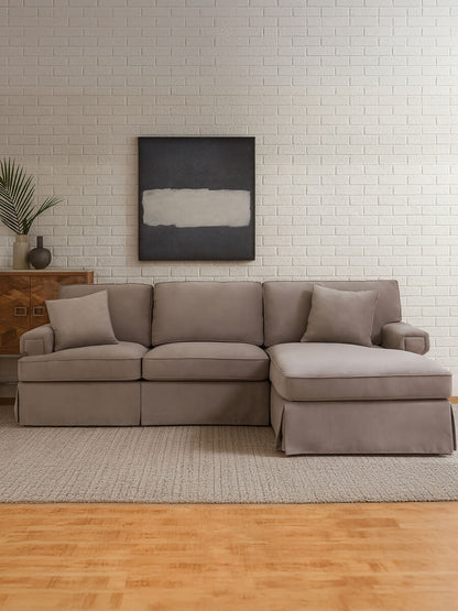 Ralph Three Seat Mink Velvet Right Chaise Sofa