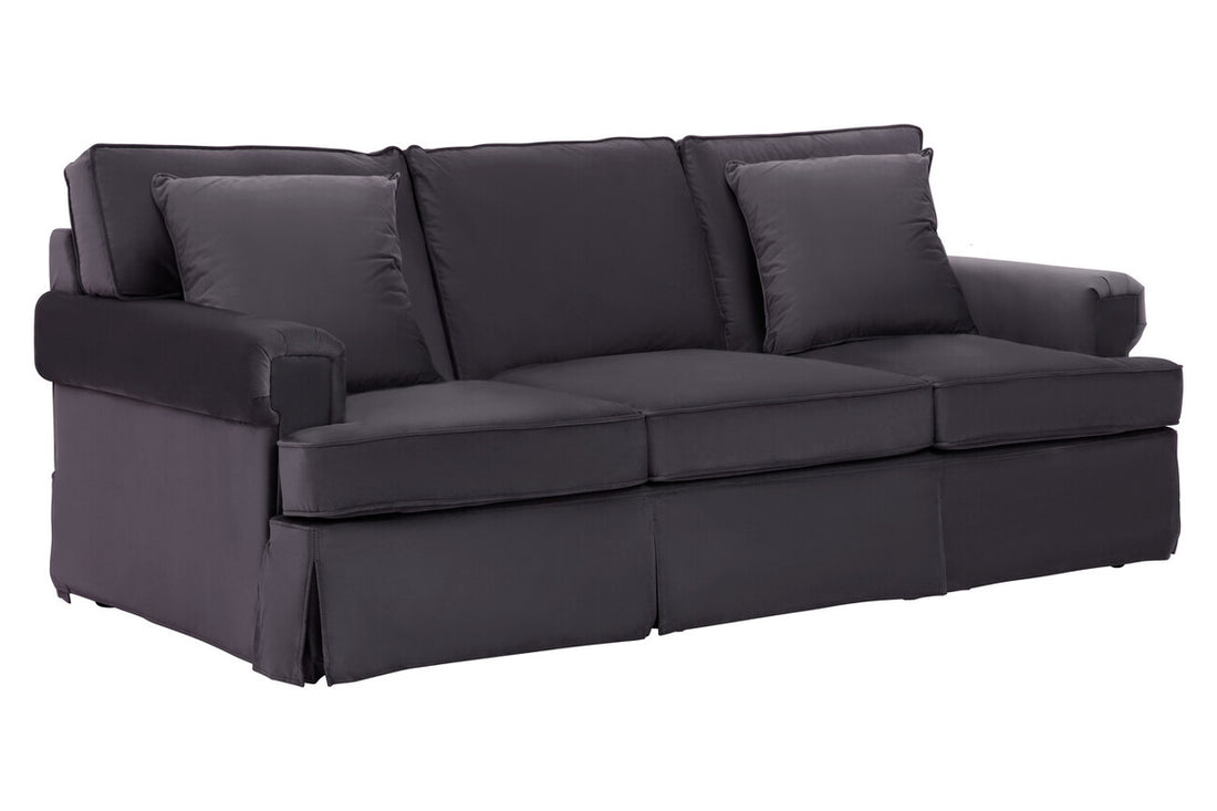 Ralph Three Seat Black Velvet Sofa