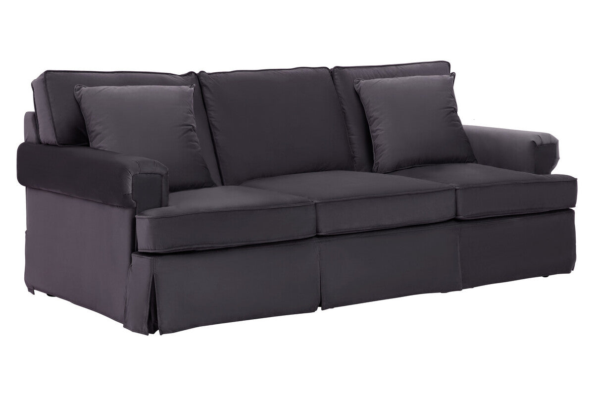 Ralph Three Seat Black Velvet Sofa