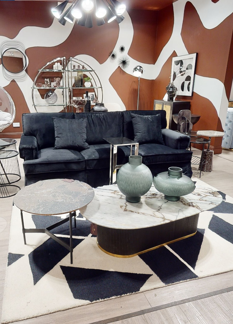 3 Seater Black Velvet Sofa, Ralph