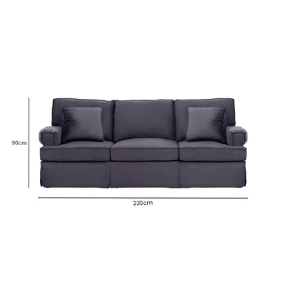 3 Seater Black Velvet Sofa, Ralph