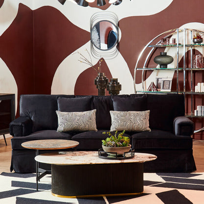 Ralph Three Seat Black Velvet Sofa