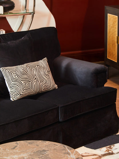 Ralph Three Seat Black Velvet Sofa