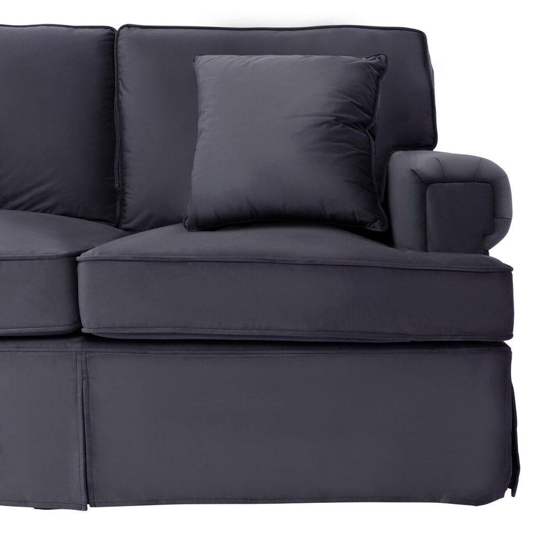 3 Seater Black Velvet Sofa, Ralph