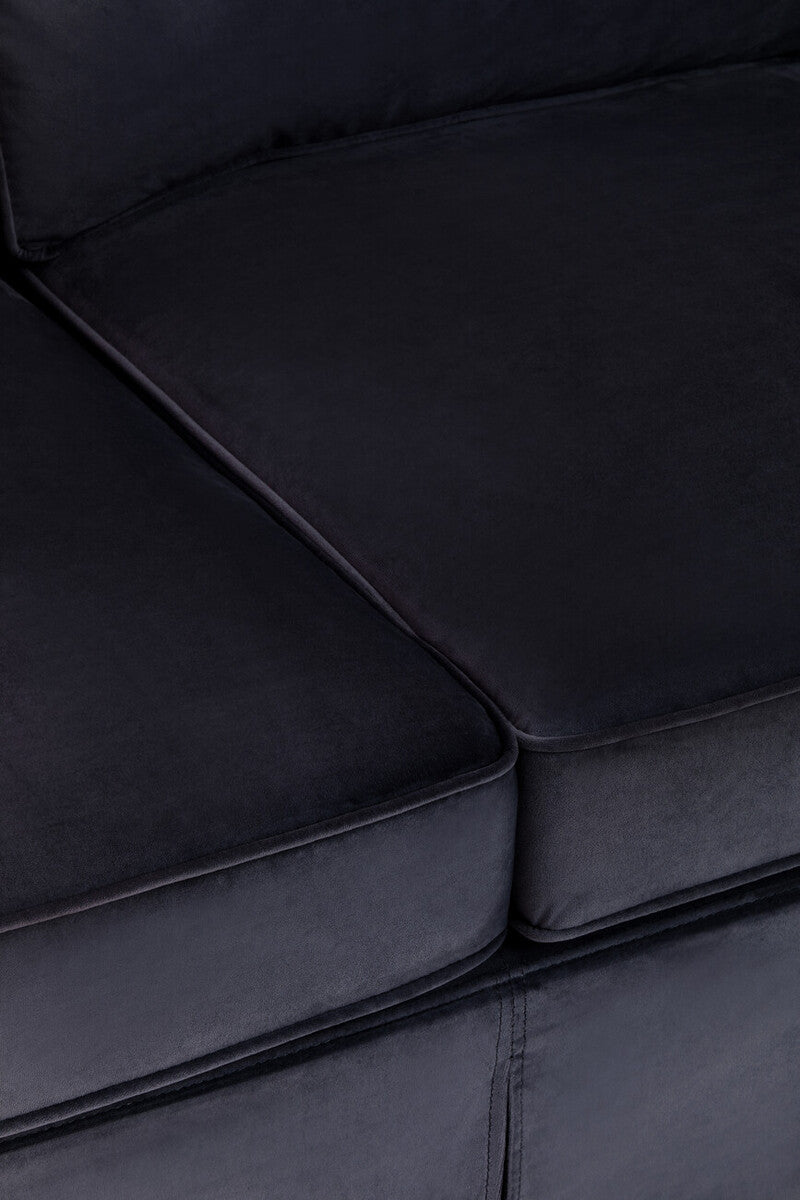 3 Seater Black Velvet Sofa, Ralph