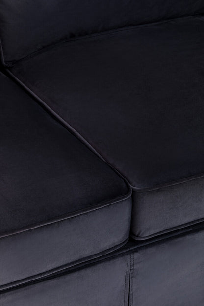 Ralph Three Seat Black Velvet Sofa