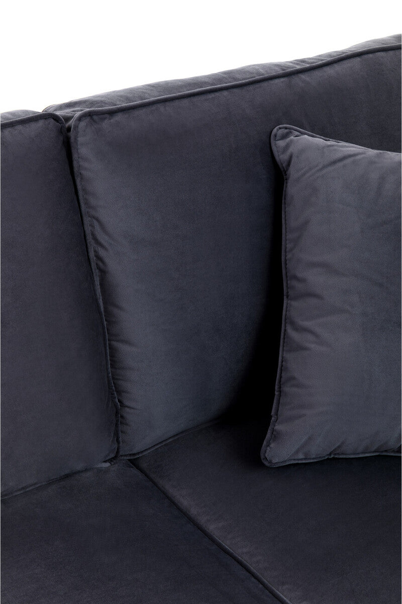3 Seater Black Velvet Sofa, Ralph