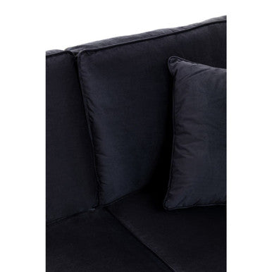 3 Seater Black Velvet Right Chaise Sofa, Ralph - Image 8