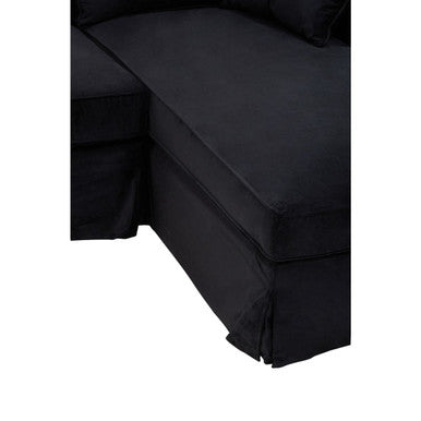 3 Seater Black Velvet Right Chaise Sofa, Ralph - Image 9