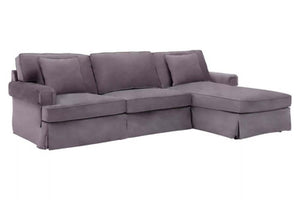 Ralph Three Seat Grey Velvet Right Chaise Sofa