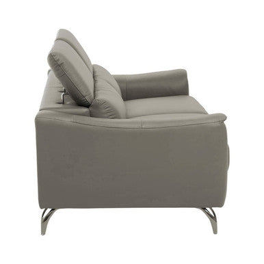 3 Seater Grey Leather Sofa, Padua - Image 4