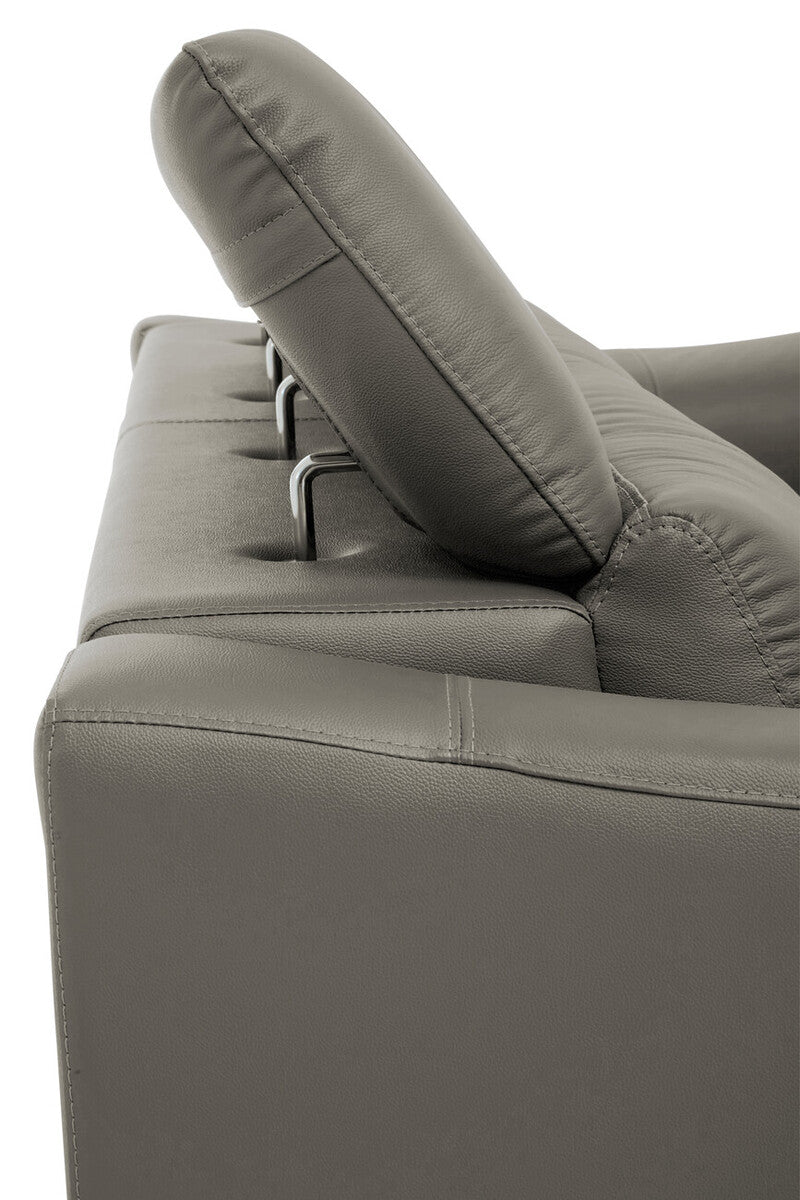 3 Seater Grey Leather Sofa, Padua - Image 8