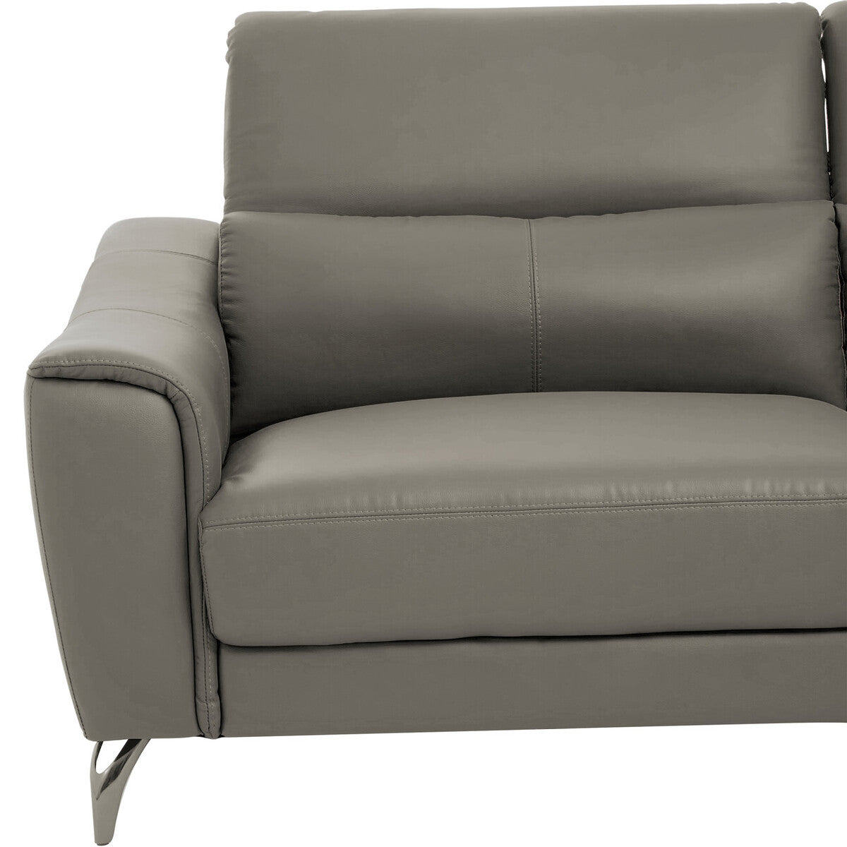 Padua 3 Seat Grey Leather Sofa