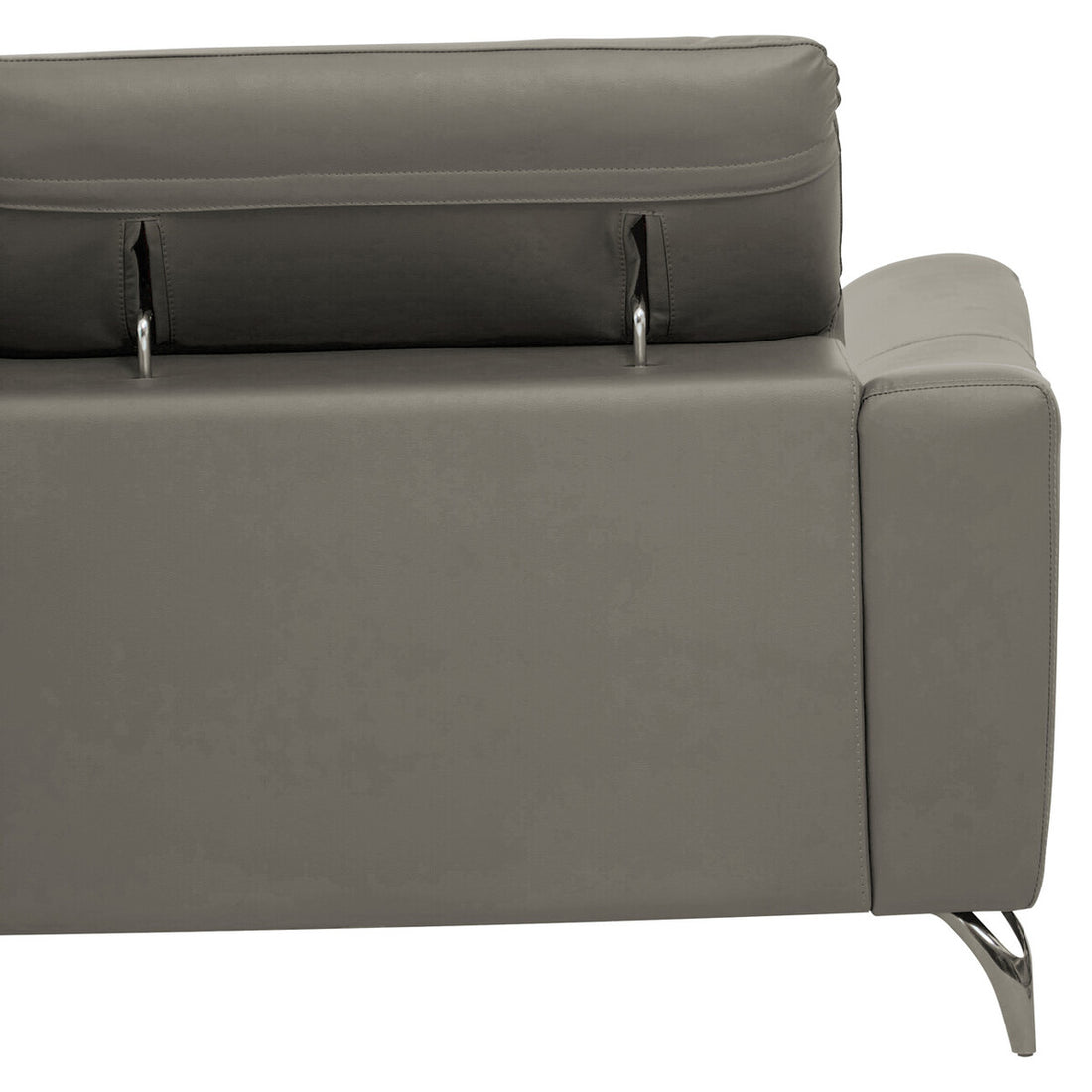 3 Seater Grey Leather Sofa, Padua - Image 13