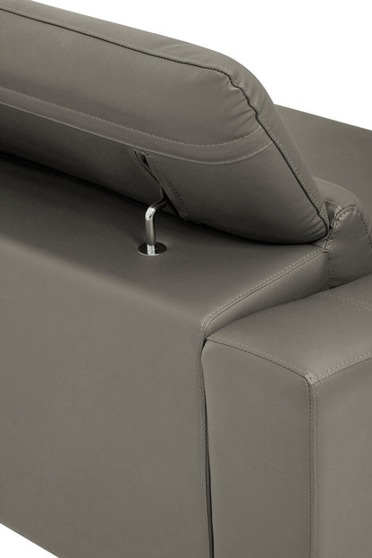 Padua 3 Seat Grey Leather Sofa