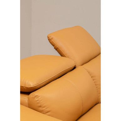 2 Seater Light Tan Leather Sofa with Adjustable Headrest, Padua - Image 6