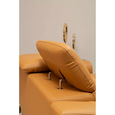 2 Seater Light Tan Leather Sofa with Adjustable Headrest, Padua - Image 7