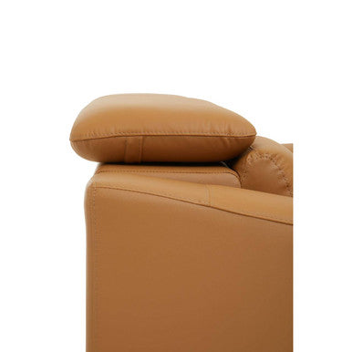 2 Seater Light Tan Leather Sofa with Adjustable Headrest, Padua - Image 10
