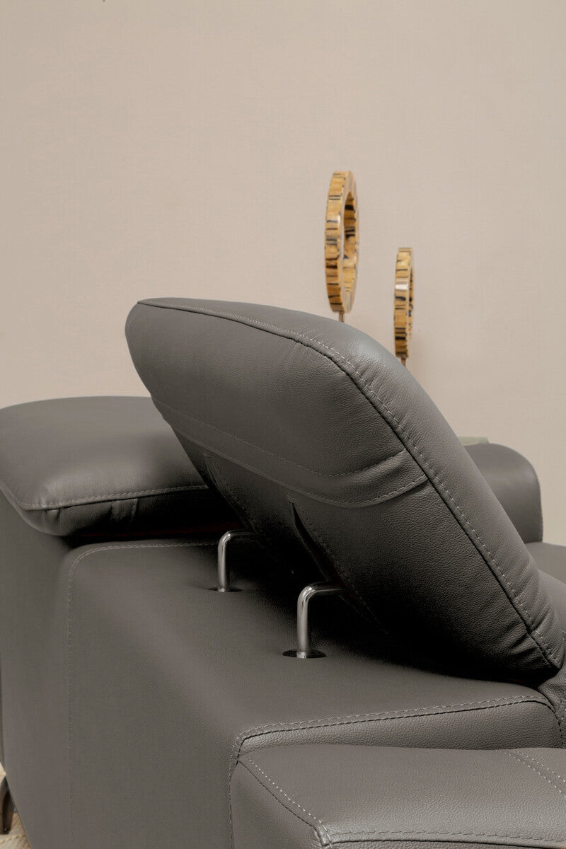 Padua 2 Seat Grey Leather Sofa