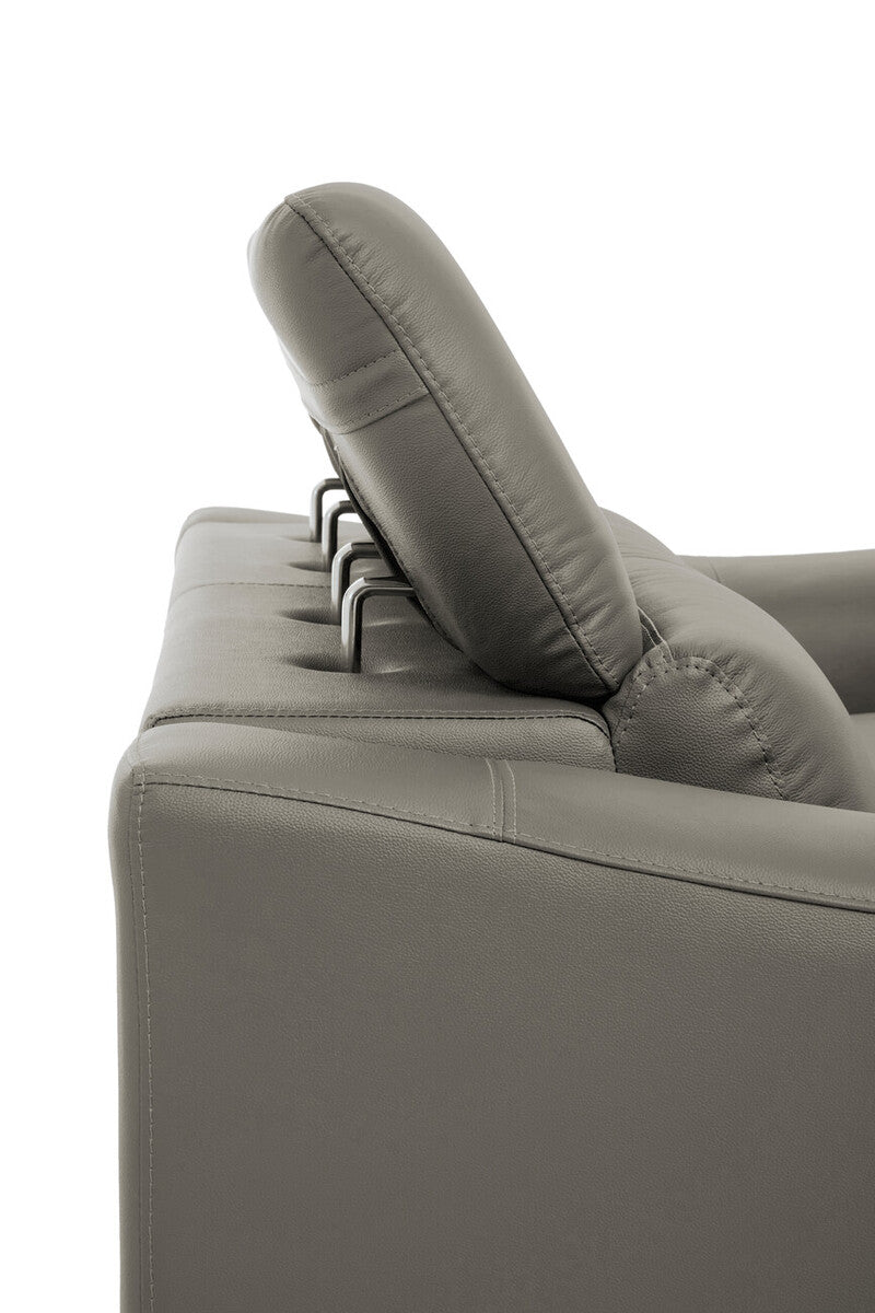 2 Seater Grey Leather Sofa, Padua - Image 10