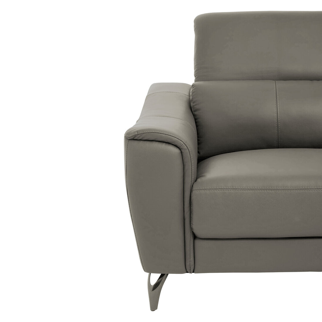 2 Seater Grey Leather Sofa, Padua - Image 14