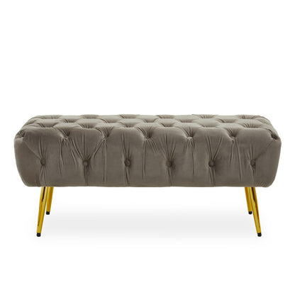 Tamra Mink Velvet Bench with Gold Legs