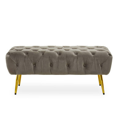 Tamra Mink Velvet Bench with Gold Legs