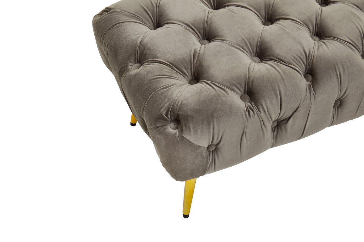 Tamra Mink Velvet Bench with Gold Legs