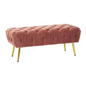 Tamra Dusty Pink Velvet Bench with Gold Legs