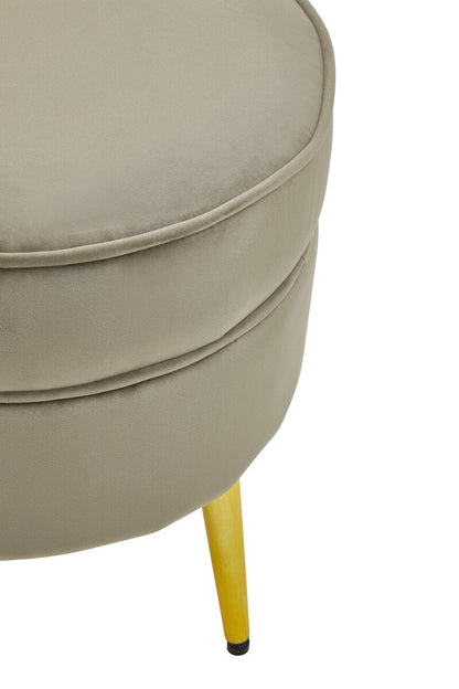 Tamra Round Mink Velvet Gold Leg Footstool