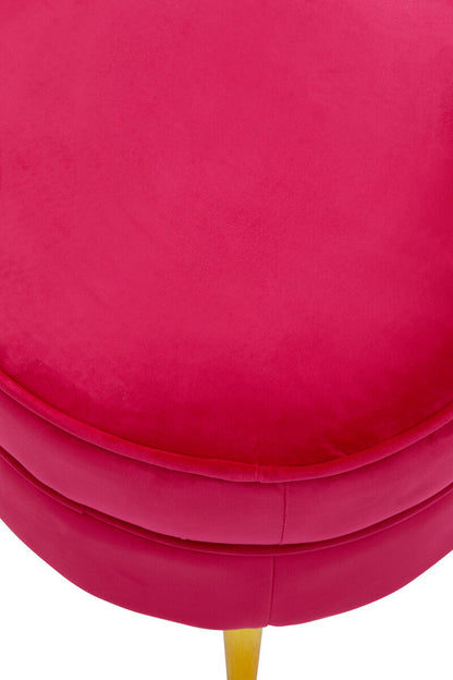 Tamra Round Bright Pink Velvet Gold Leg Footstool