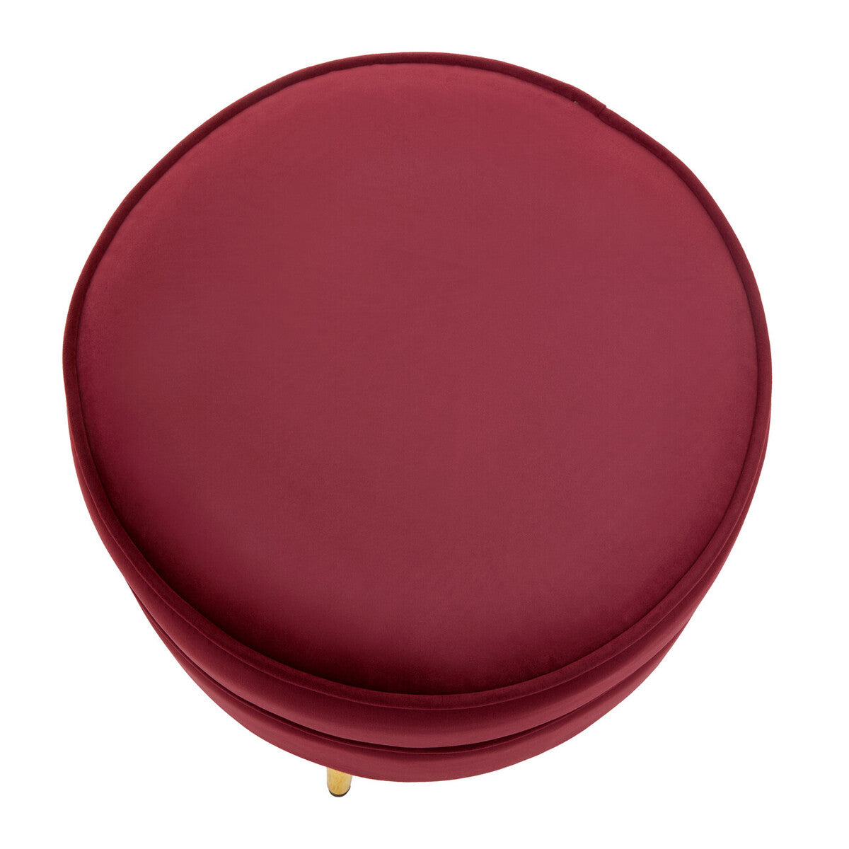 Tamra Round Wine Velvet Gold Leg Footstool