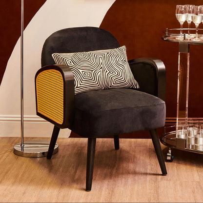 Hala Black Velvet Armchair
