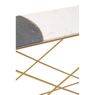 Vizzini Two Tone Marble Top and Brass Finish Frame Console