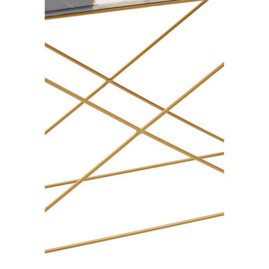 Vizzini Two Tone Marble Top and Brass Finish Frame Console