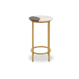 Vizzini White and Grey Marble Round Side Table