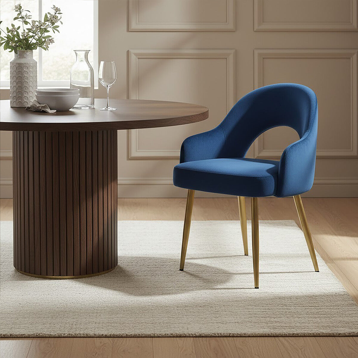 Dani Midnight Blue Velvet Dining Chair - Image 3