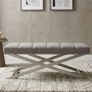 Grey Bench with Cross Base | Gilden