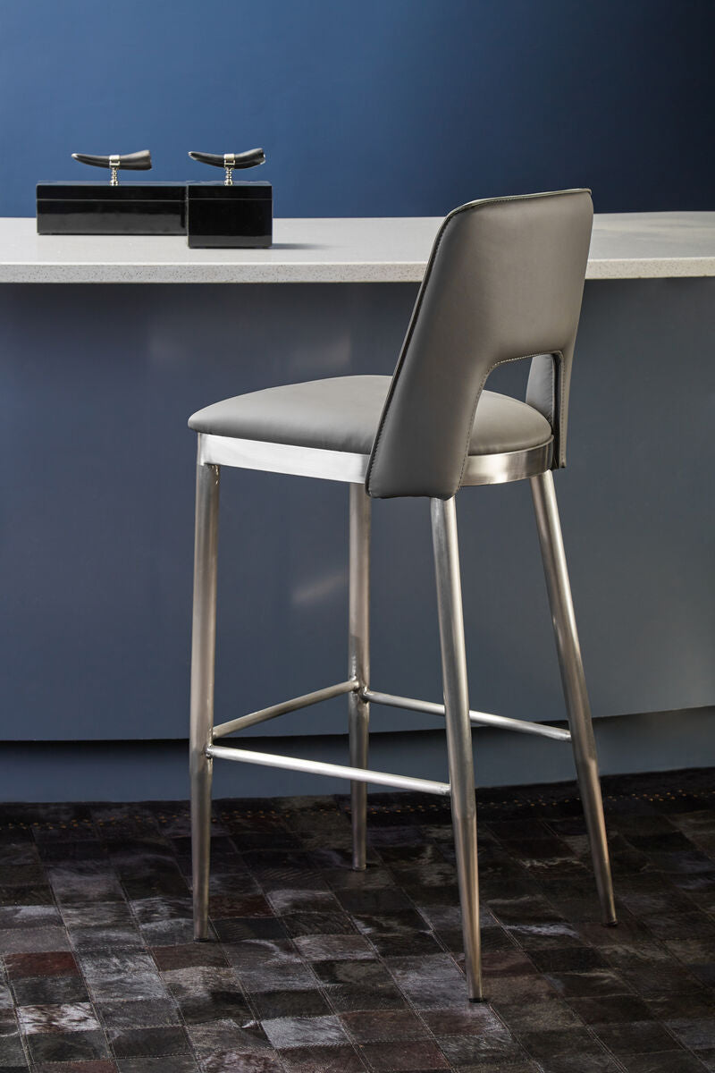 Gilden Grey Leather Effect Bar Chair