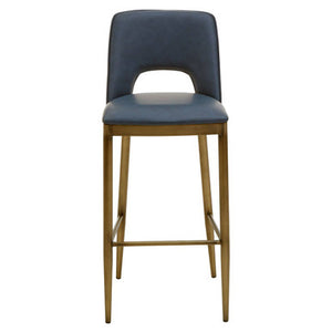 Gilden Blue Leather Effect Bar Chair
