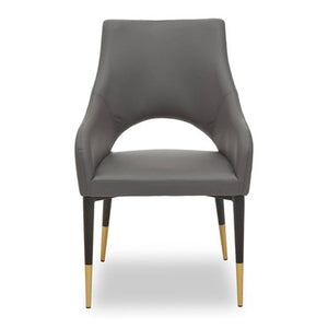 Gilden Grey Leather Effect Dining Chair with Gold Tip Legs