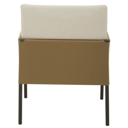 GildenWhite Fabric and Brown Faux Leather Dining Chair