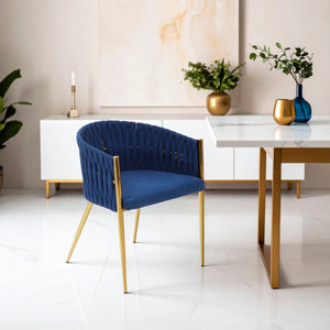 Gilden Blue Dining Chair With Woven Back