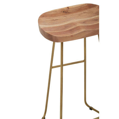Nandri Acacia Wood and Antique Brass Bar Stool