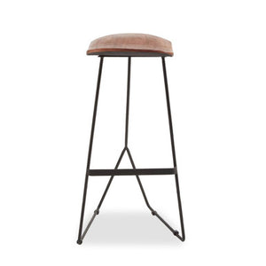 Nandri Distressed Brown Acacia Wood Bar Stool