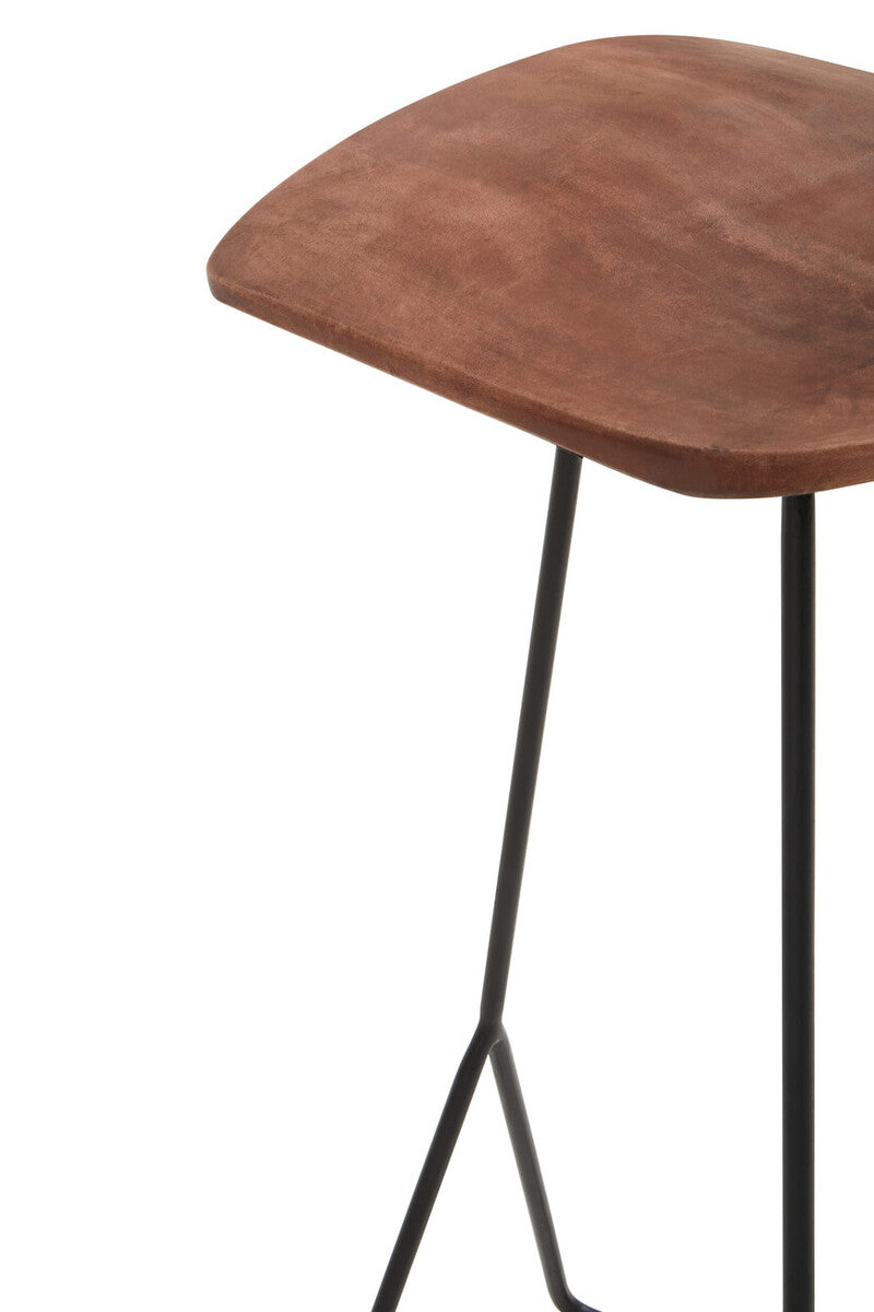 Nandri Distressed Brown Leather Bar Stool